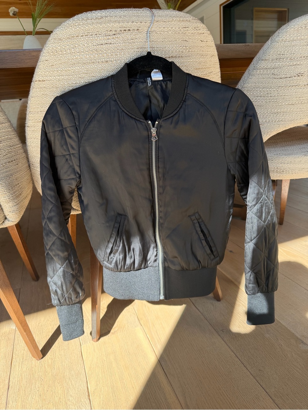 H&M Black Satin Bomber Jacket
